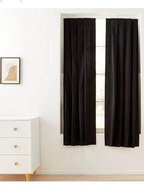 Black 2 Panel Blackout Curtain With Suction Cups (Stick-On)
